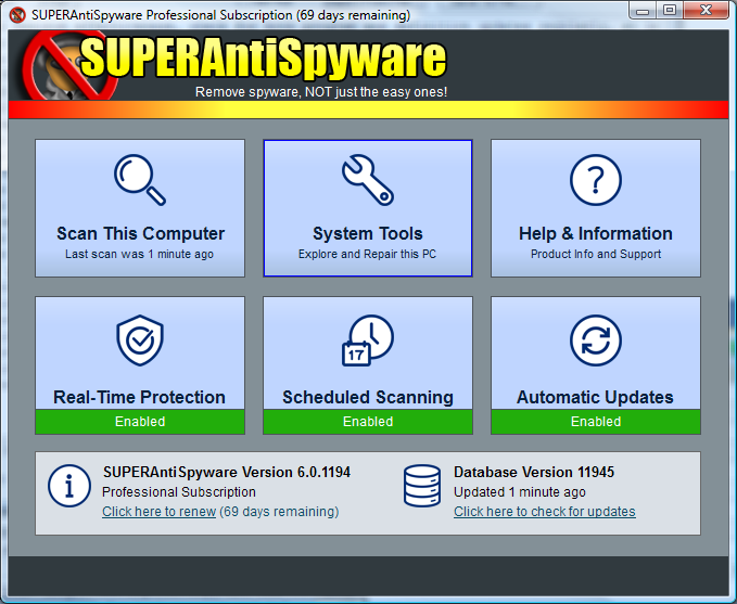 SuperAntiSpyware Professional X 10.0.1254 free downloads